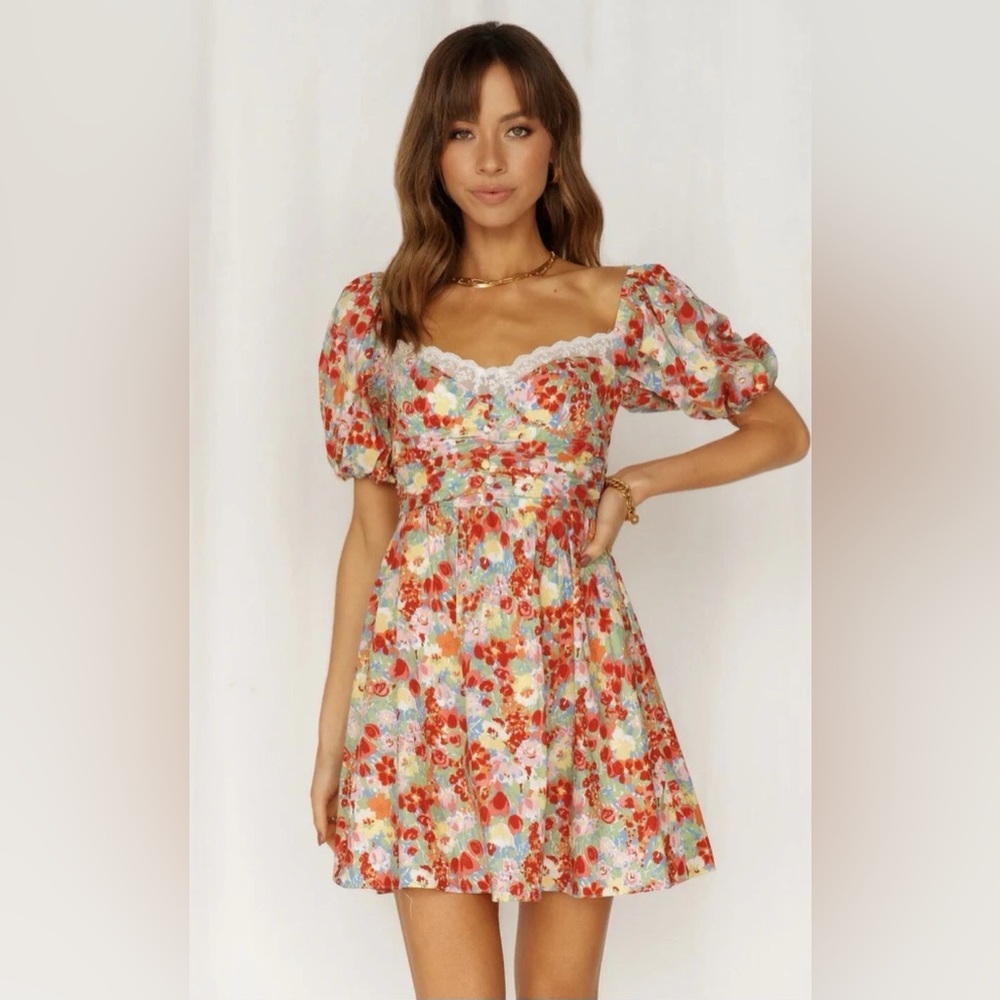 All About May Floral Puff Sleeve Mini Dress
